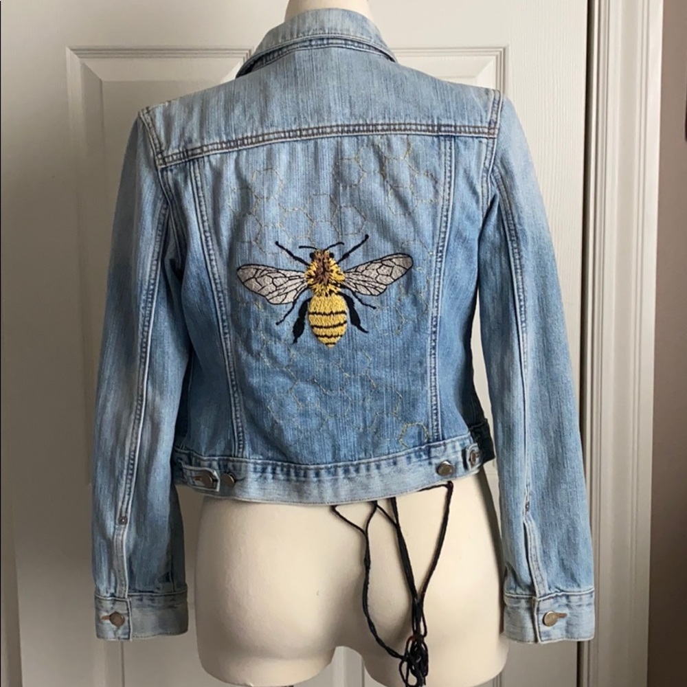 Bee embroidered Banana Republic denim jacket
